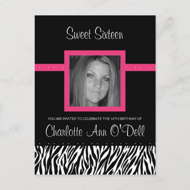 zebra; birthday invitation (Front)