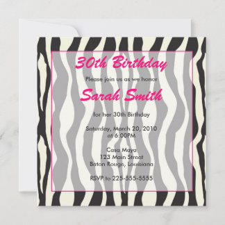 Zebra Birthday Invitation