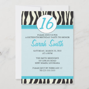 Zebra Birthday Invitation
