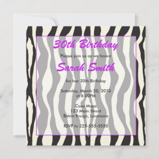 Zebra Birthday Invitation