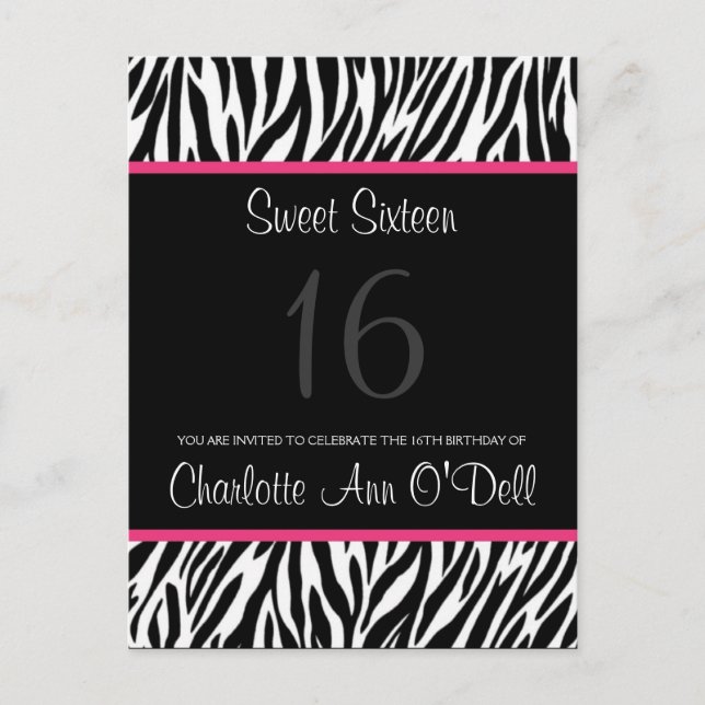 zebra; birthday invitation (Front)