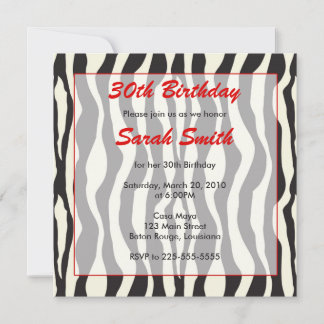 Zebra Birthday Invitation
