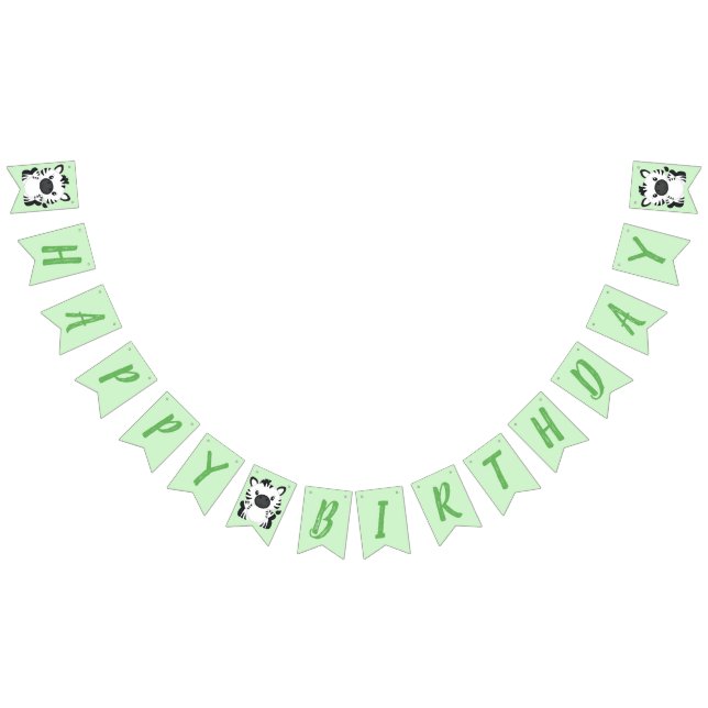 Zebra Birthday Party Green Bunting (All)