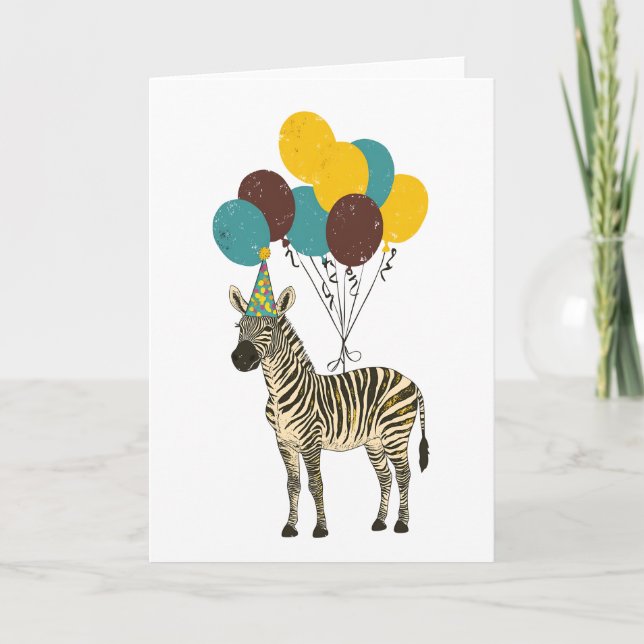 Zebra Birthday Party Greeting Card (Front)