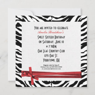Zebra Birthday Party Invitation