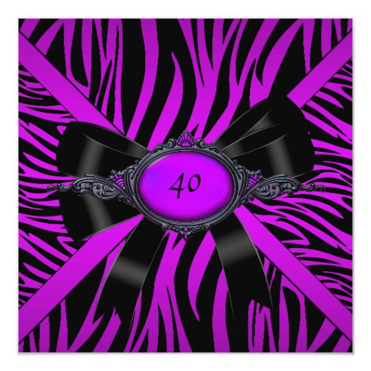 Zebra Birthday Party Magenta Purple Card