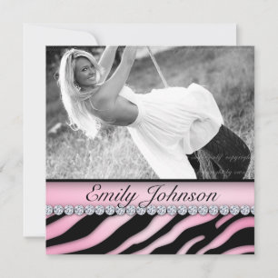 Zebra Birthday Party Pink Black Jewellery Invitation