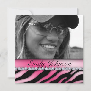 Zebra Birthday Party Pink Black Jewellery Invitation