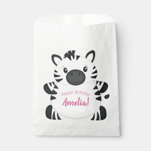 Zebra Birthday Party Pink Favour Bag