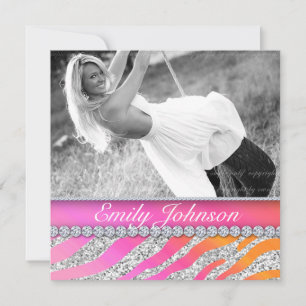Zebra Birthday Party Pink Orange Jewellery Invitation