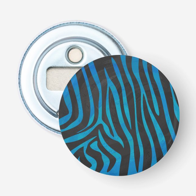 Zebra Black and Blue Print Bottle Opener (Front)