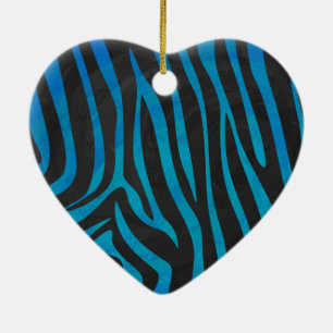 Zebra Black and Blue Print Ceramic Tree Decoration