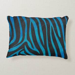 Zebra Black and Blue Print Decorative Cushion
