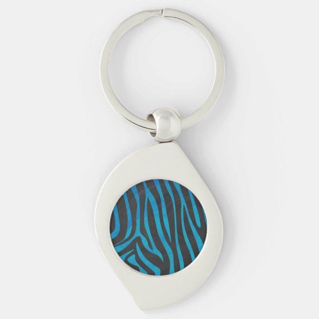 Zebra Black and Blue Print Key Ring (Front)