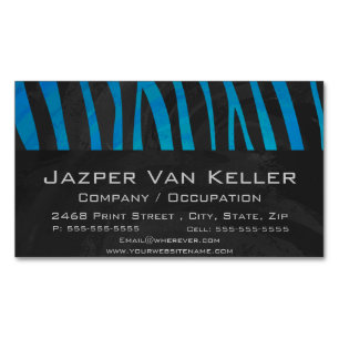 Zebra Black and Blue Print Magnetic Business Card