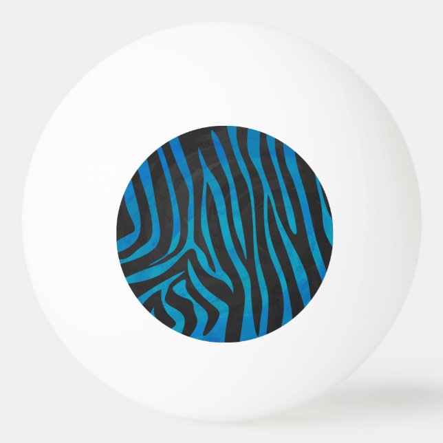 Zebra Black and Blue Print Ping Pong Ball (Front)