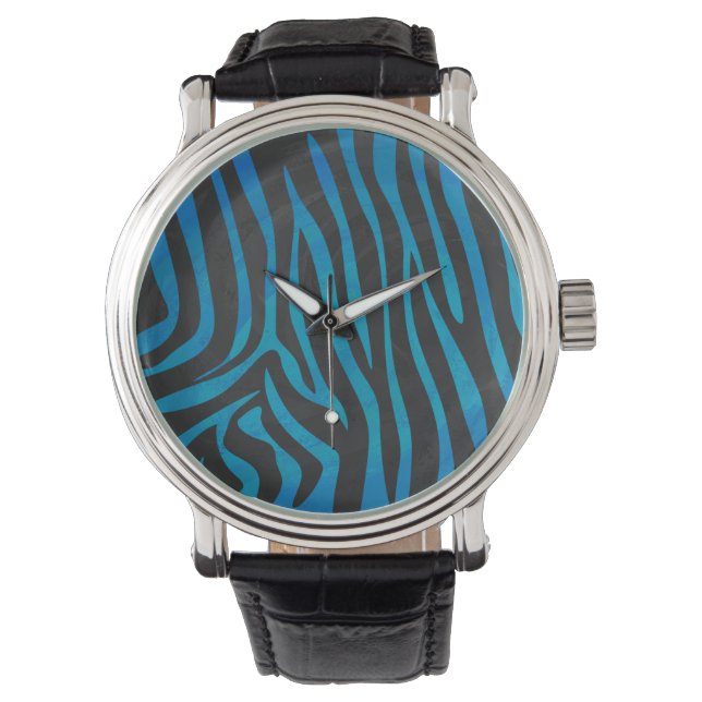 Zebra Black and Blue Print Watch (Front)