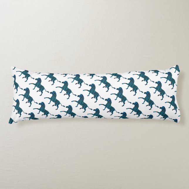 Zebra Black and Blue Silhouette Body Cushion (Front)