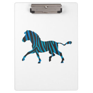 Zebra Black and Blue Silhouette Clipboard