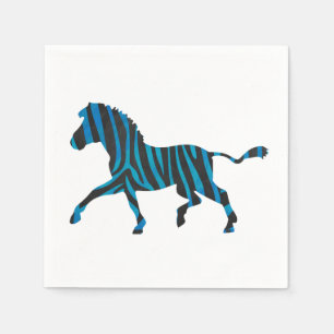 Zebra Black and Blue Silhouette Napkin