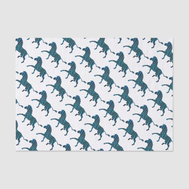 Zebra Black and Blue Silhouette Tissue Paper (Front)