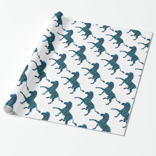 Zebra Black and Blue Silhouette Wrapping Paper