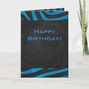 Zebra Black and Blue with Monogram Card
