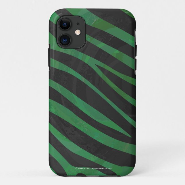 Zebra Black and Green Print Case-Mate iPhone Case (Back)