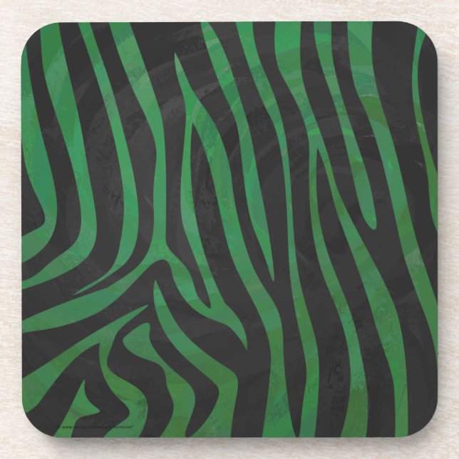 Zebra Black and Green Print Coaster (Front)
