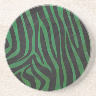 Zebra Black and Green Print Coaster