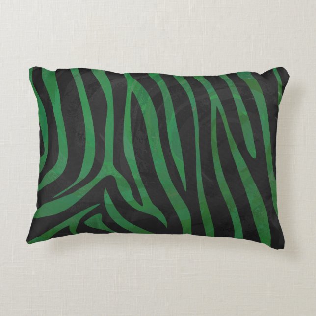 Zebra Black and Green Print Decorative Cushion (Back)