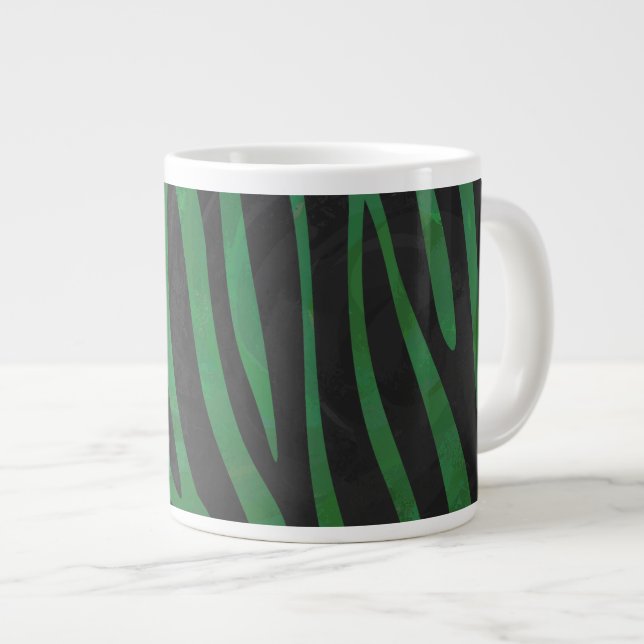 Zebra Black and Green Print Large Coffee Mug (Front Right)