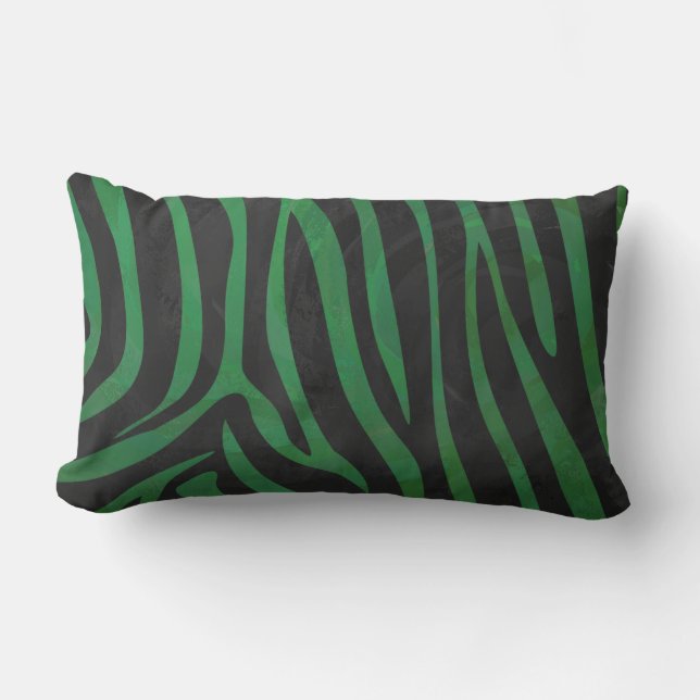 Zebra Black and Green Print Lumbar Cushion (Front)