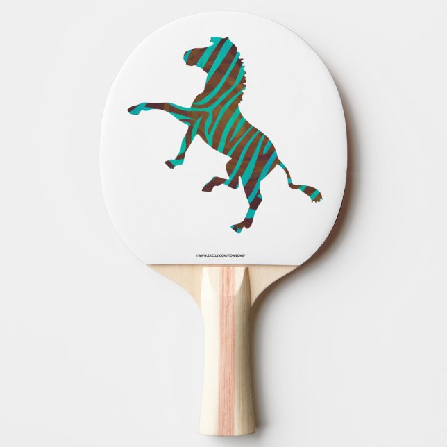 Zebra Black and Green Print Ping Pong Paddle (Front)