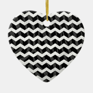 Zebra Black and Grey Chevron Ceramic Ornament