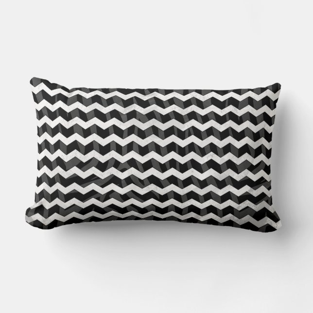 Zebra Black and Grey Chevron Lumbar Cushion (Front)
