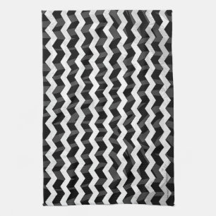 Zebra Black and Grey Chevron Tea Towel
