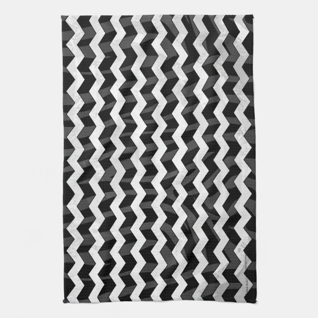 Zebra Black and Grey Chevron Tea Towel (Vertical)