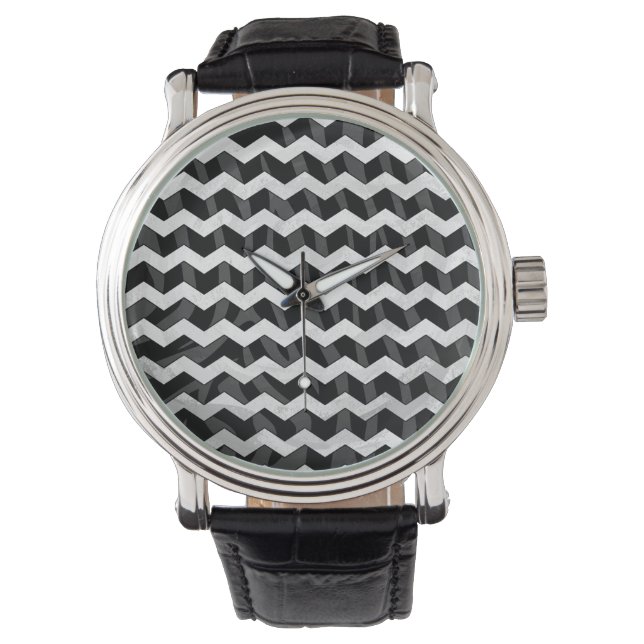 Zebra Black and Grey Chevron Watch (Front)