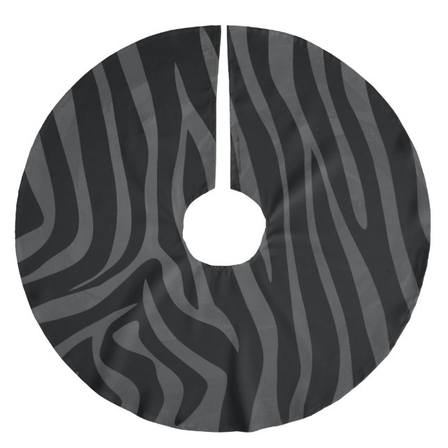 Zebra Black and Grey Print Brushed Polyester Tree Skirt (Front)
