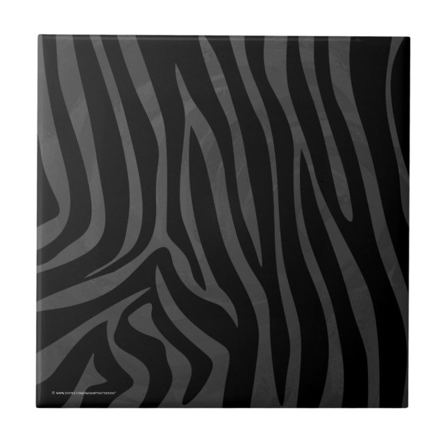 Zebra Black and Grey Print Ceramic Tile (Front)