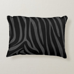 Zebra Black and Grey Print Decorative Cushion