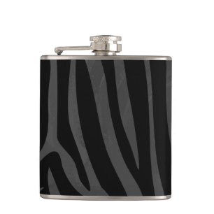 Zebra Black and Grey Print Hip Flask