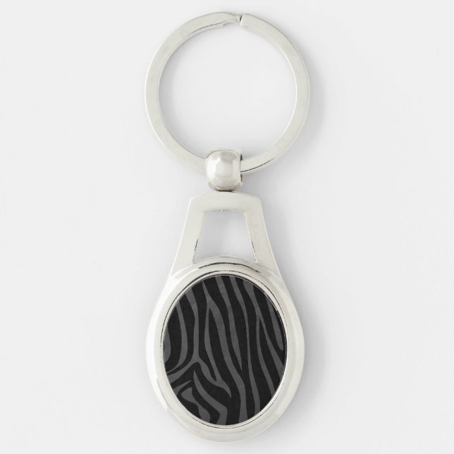 Zebra Black and Grey Print Key Ring (Front)