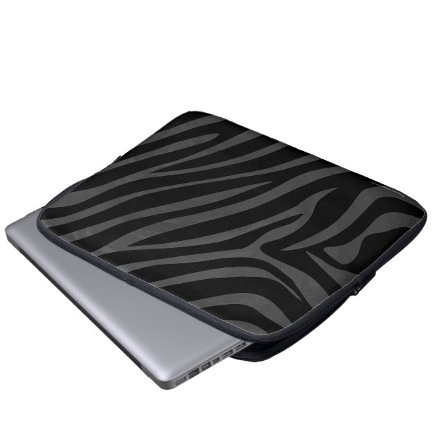 Zebra Black and Grey Print Laptop Sleeve (Front Bottom)