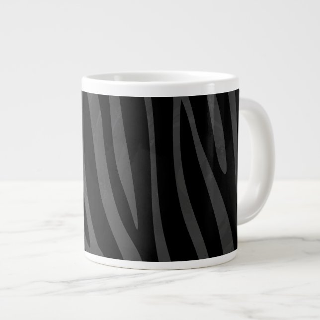 Zebra Black and Grey Print Large Coffee Mug (Front Right)