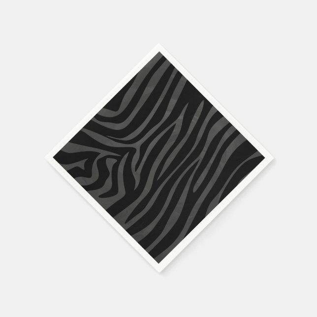 Zebra Black and Grey Print Napkin (Corner)