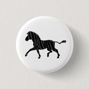Zebra Black and Grey Print Silhouette 3 Cm Round Badge