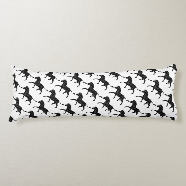 Zebra Black and Grey Print Silhouette Body Cushion (Front)