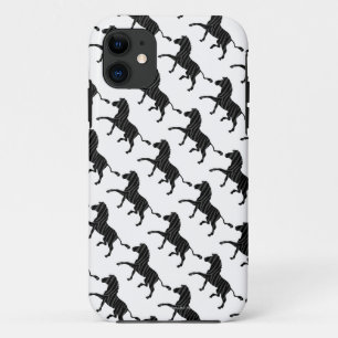 Zebra Black and Grey Print Silhouette iPhone 11 Case